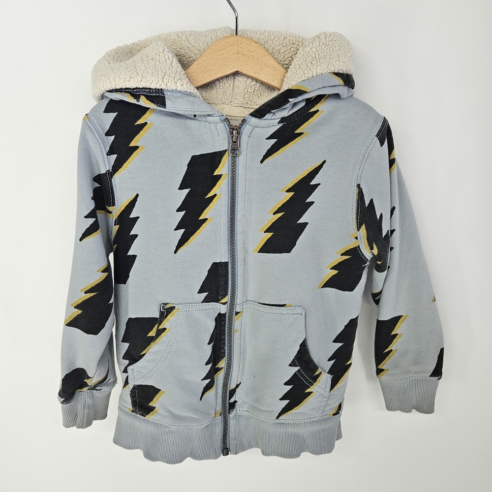 Hanna Andersson Kids Blue Lightning Bolt Sherpa Lined Zip Up Hoodie Sz 110 US 5